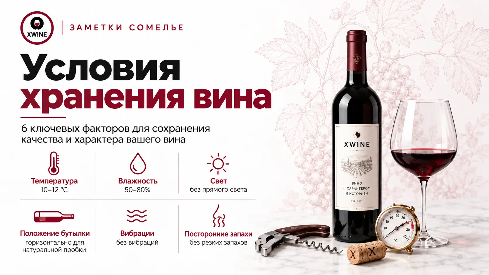 Условия хранения вина: температура, влажность, свет, положение бутылки и запахи