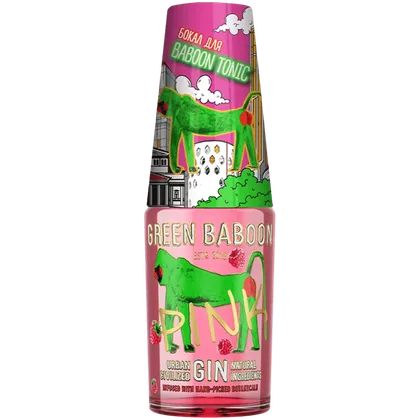 Джин Green Baboon Pink 0,7 л в подарочной упаковке + стакан — Россия