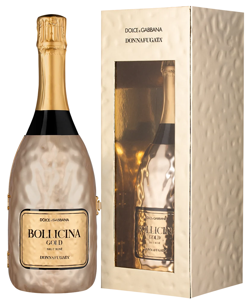 Игристое вино Bollicina Gold Dolce & Gabbana Rose Brut в золотом футляре, Donnafugata, 0,75 л — Италия