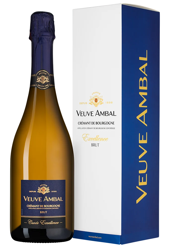Игристое вино Cremant de Bourgogne Cuvee Excellence Blanc Brut в подарочной упаковке, Veuve Ambal, 0,75 л — Франция