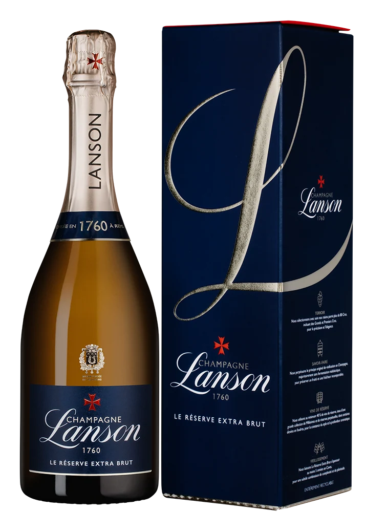 Шампанское Le Reserve Extra Brut в подарочной упаковке, Lanson, 0,75 л — Франция