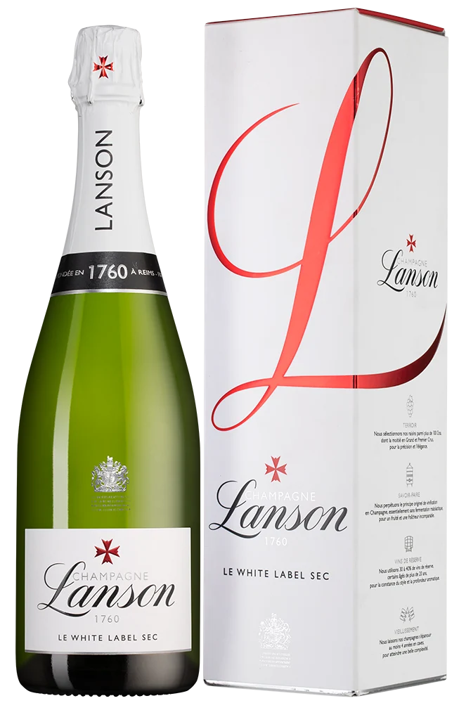 Шампанское Le White Label Sec в подарочной упаковке, Lanson, 0,75 л — Франция