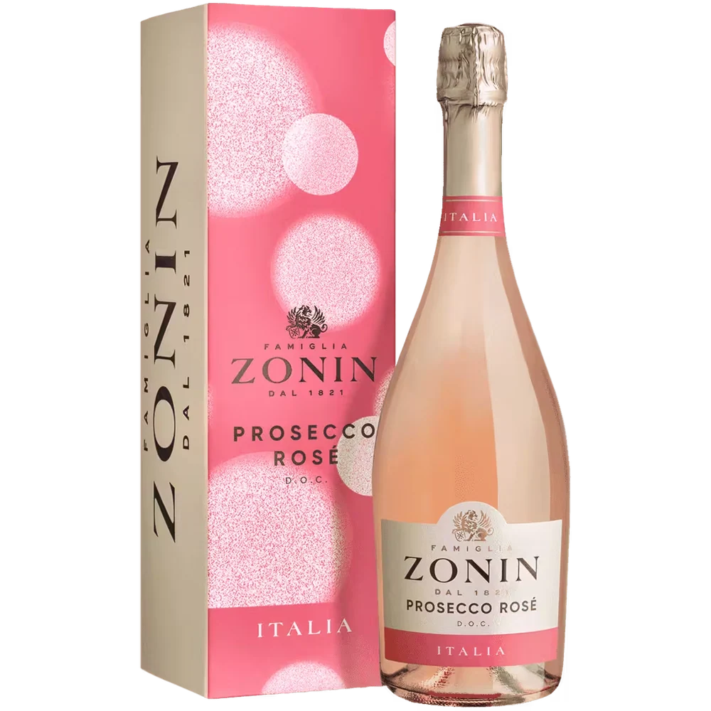Вино игристое Zonin Prosecco Rose розовое брют 0,75 л в подарочной упаковке — Италия