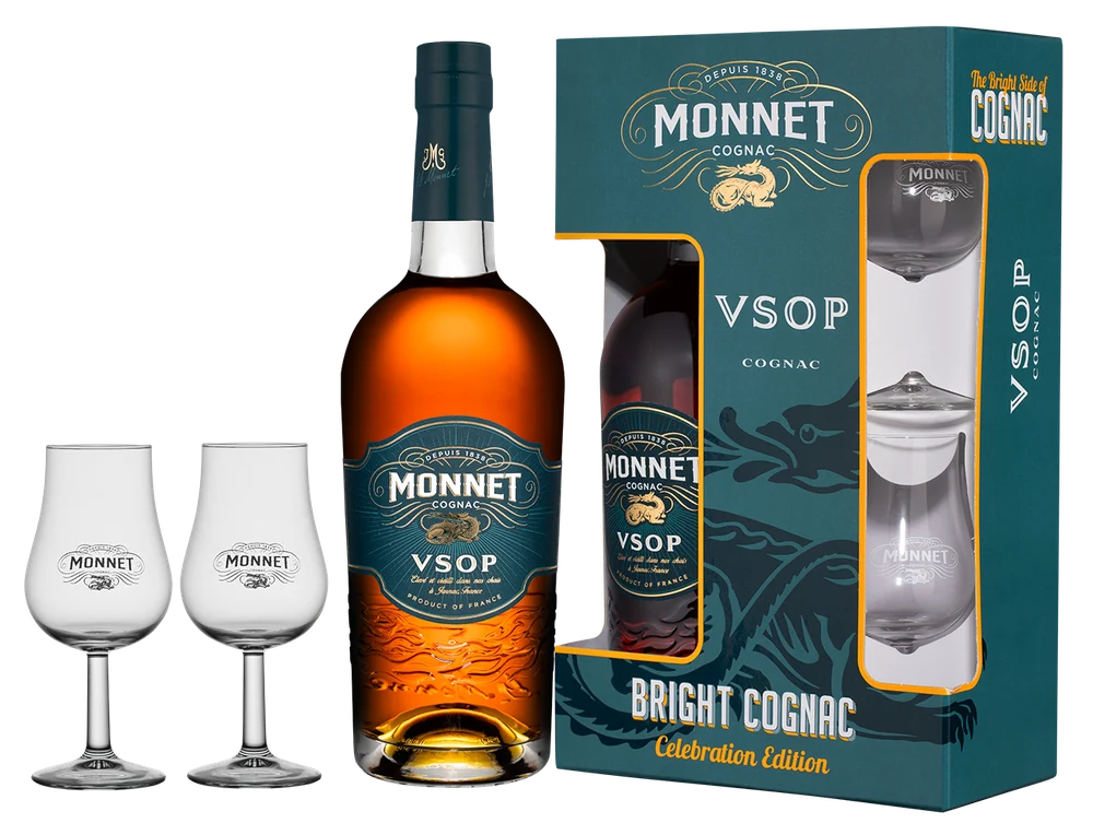 Коньяк Monnet VSOP в подарочной упаковке с 2-мя бокалами, 0,7 л — Франция