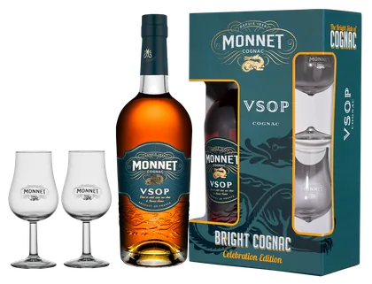 Коньяк Monnet VSOP в подарочной упаковке с 2-мя бокалами, 0,7 л — Франция