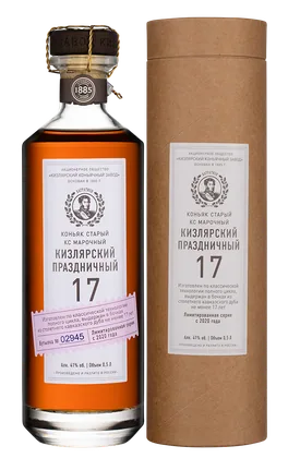 Российский коньяк Кизлярский Праздничный 17 лет выдержки в подарочной упаковке, 0,5 л — Россия