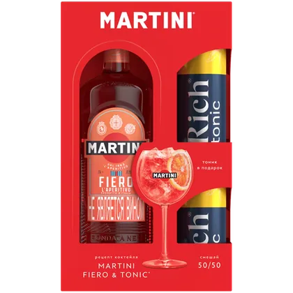 Вермут Martini Fiero сладкий 1 л + 2 банки тоника — Италия