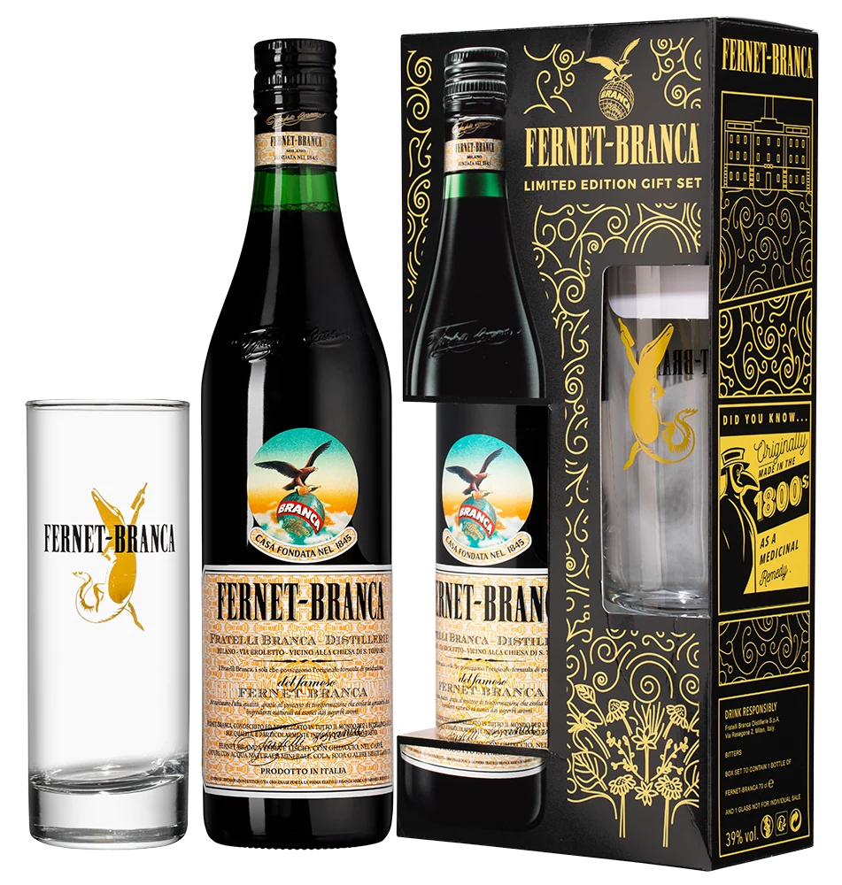 Ликёр Биттер Fernet-Branca в подарочной упаковке со стаканом, 0,7 л — Италия