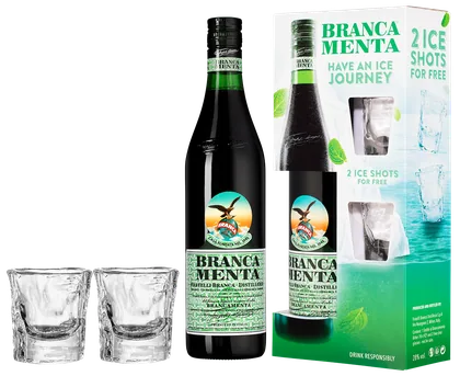 Ликер Branca Menta в подарочной упаковке с 2-мя шотами, 0,7 л — Италия