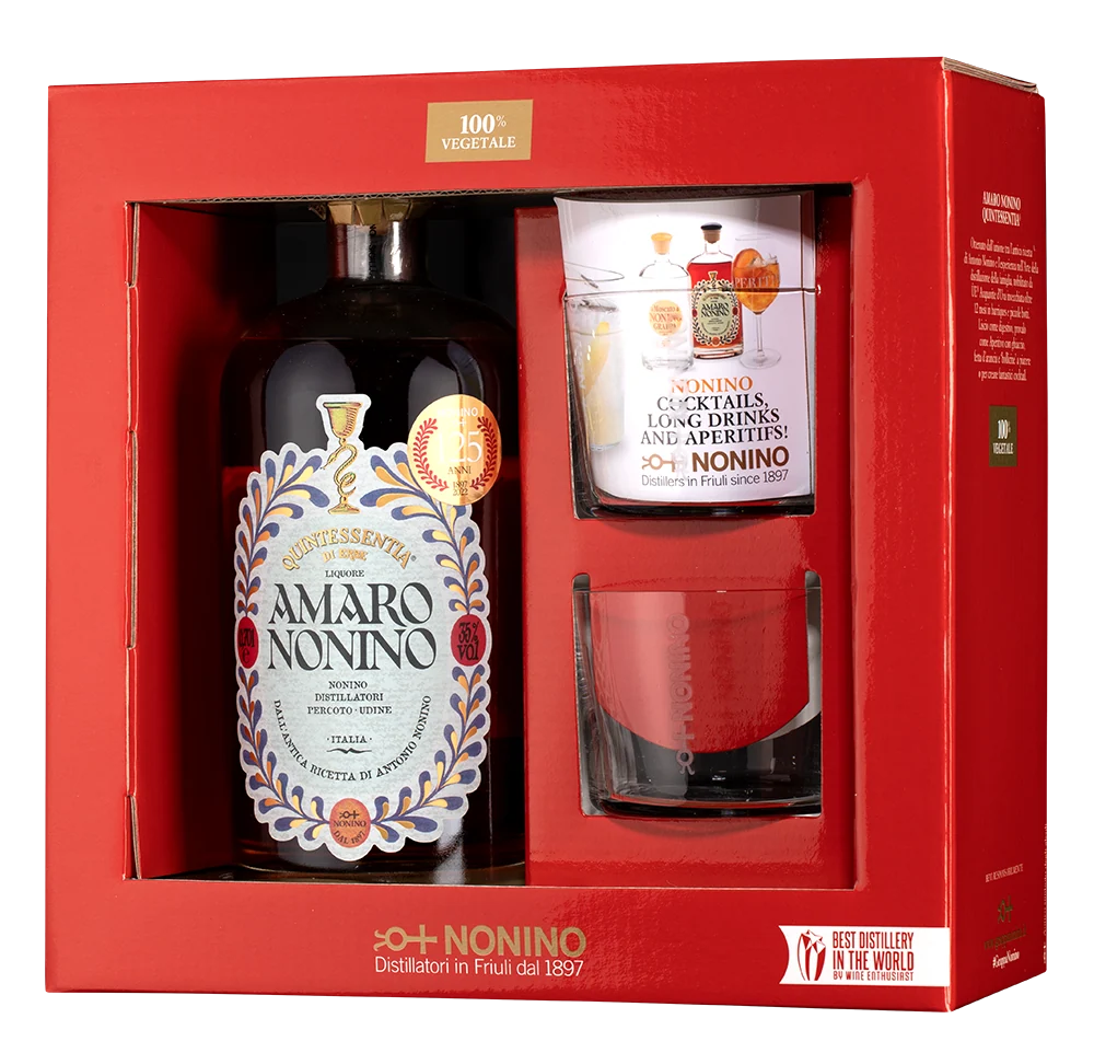 Ликер Quintessentia Amaro в подарочной упаковке c 2-мя стаканами, 0,7 л — Италия