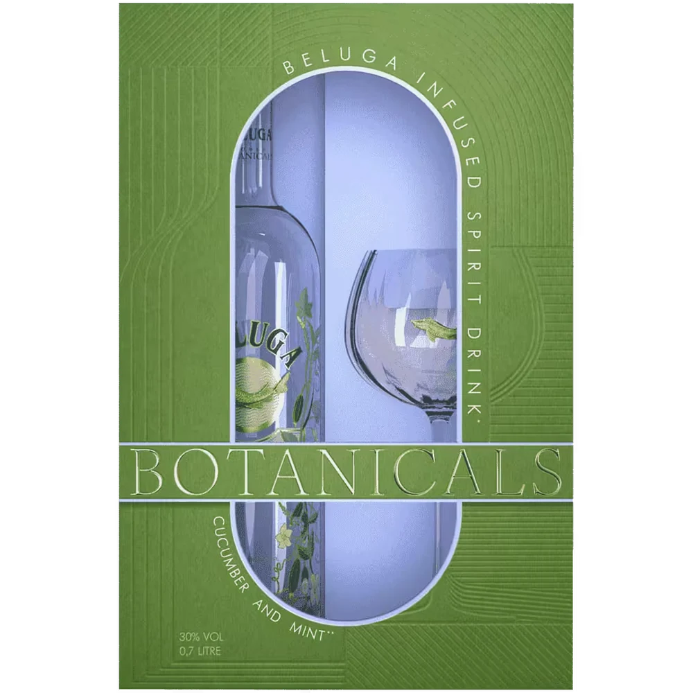 Настойка Beluga Noble Botanicals Cucumber and Mint 0,7 л в подарочной упаковке + бокал — Россия