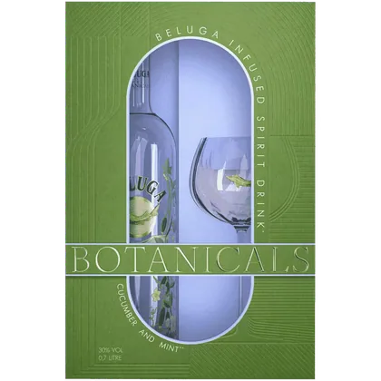 Настойка Beluga Noble Botanicals Cucumber and Mint 0,7 л в подарочной упаковке + бокал — Россия
