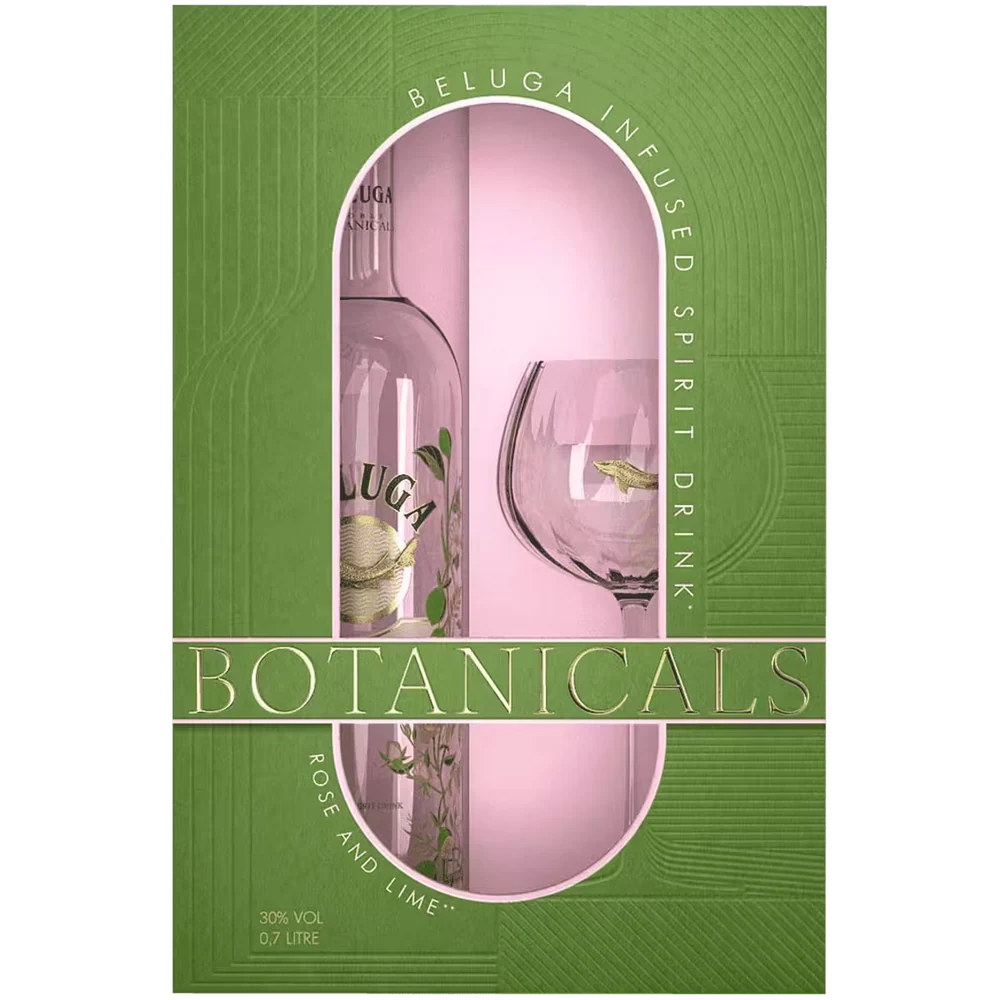 Настойка Beluga Noble Botanicals Rose and Lime 0,7 л в подарочной упаковке + бокал — Россия