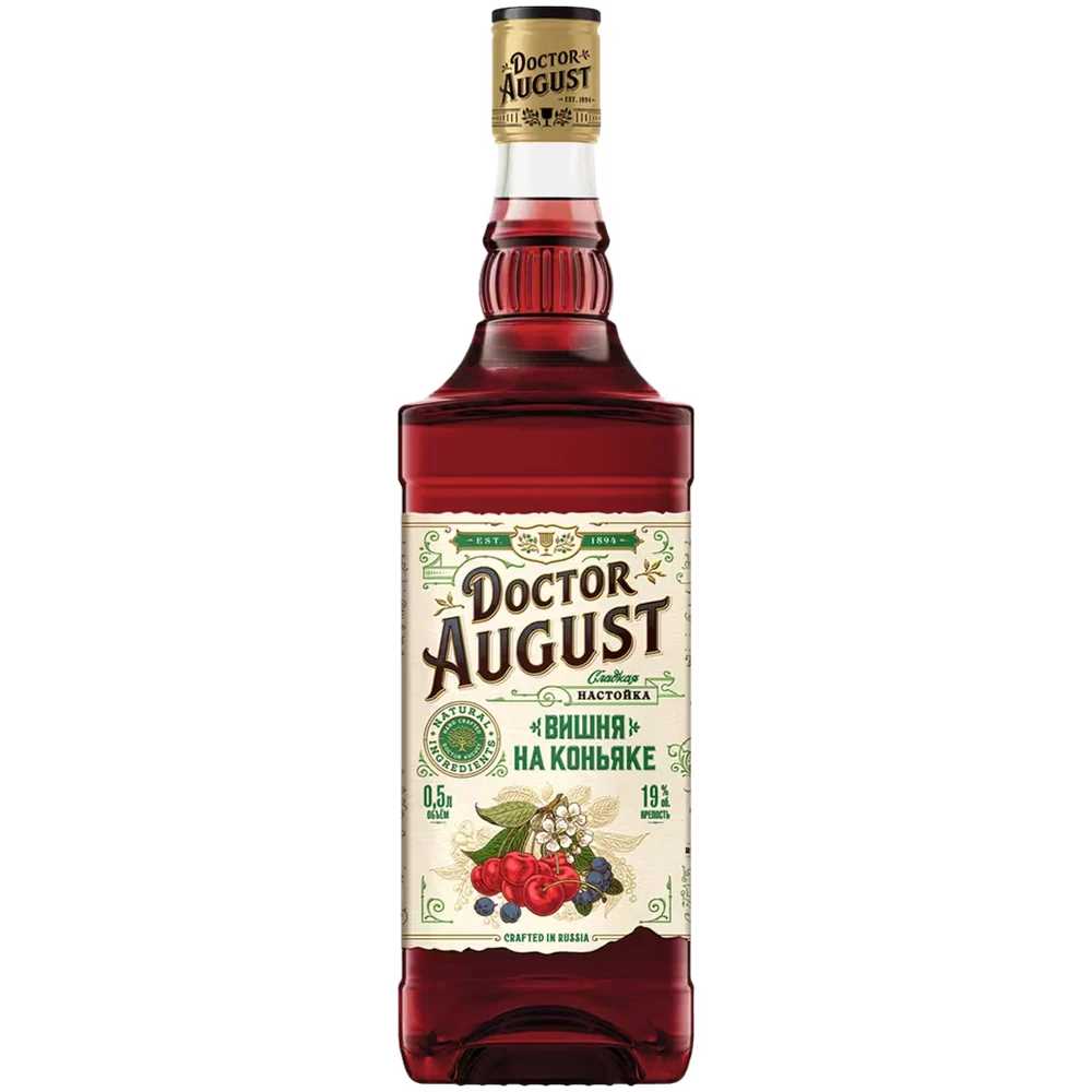 Настойка Doctor August Вишня на коньяке, 0,5 л — Россия