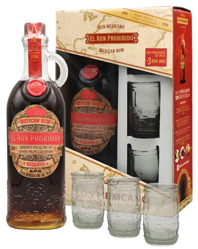 Ром El Ron Prohibido Reserva 12 years 40% 0,7 л (Gift Pack + 3 glasses) — Мексика