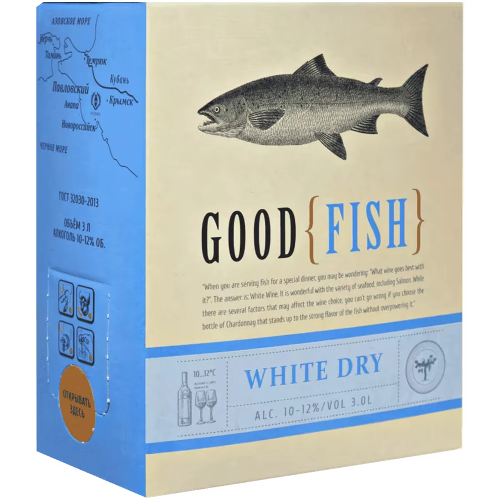 Вино Good Fish белое сухое 3 л bag-in-box — Россия