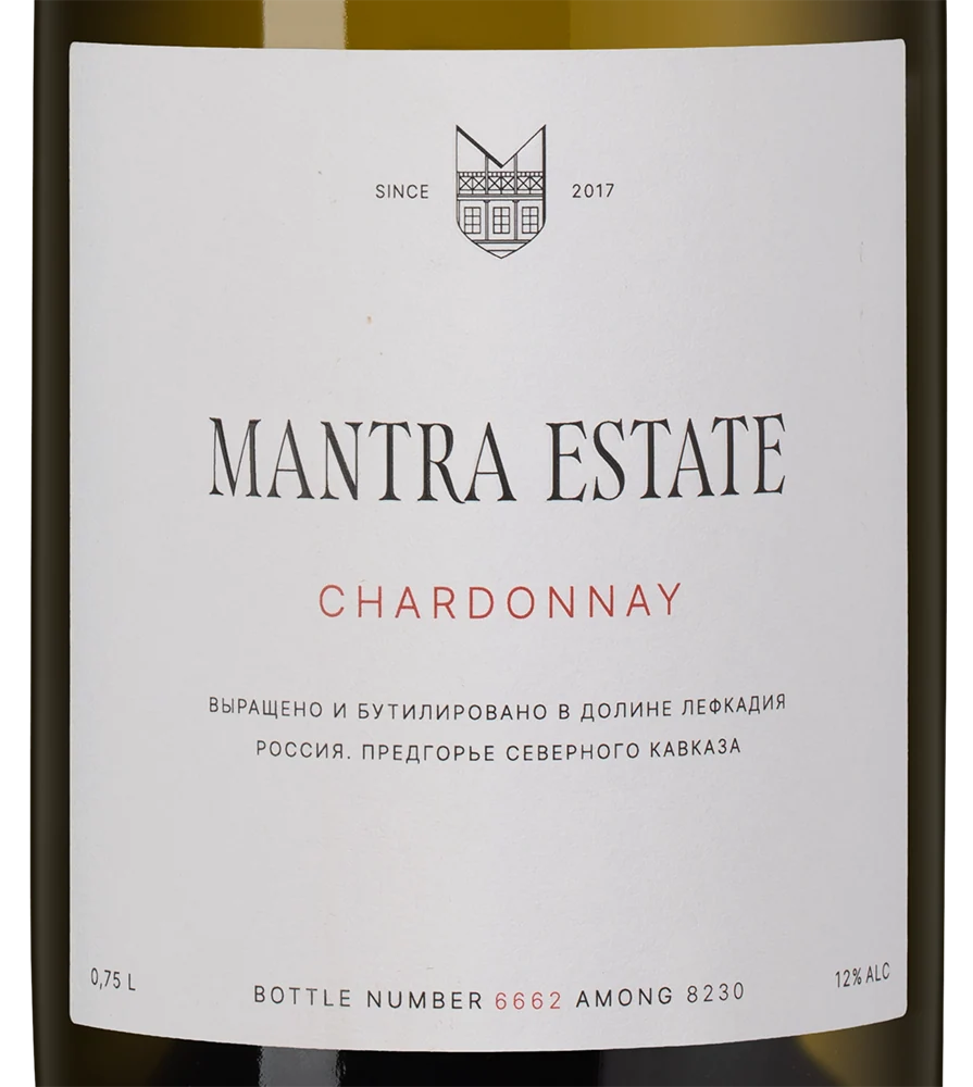 Вино Mantra Шардоне, Mantra Estate, 0,75 л — Россия