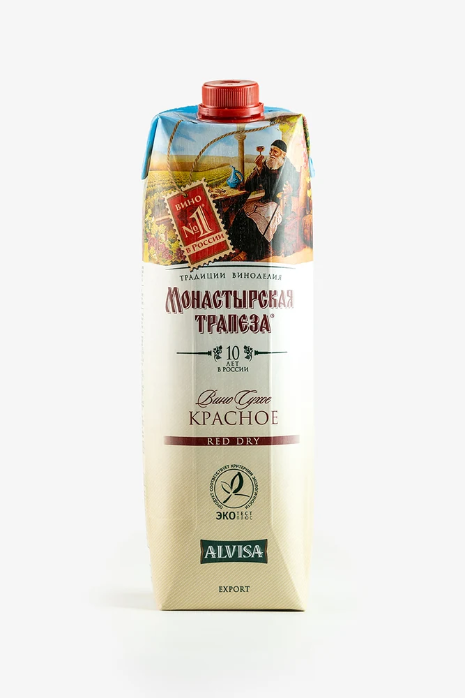 Вино Монастырская Трапеза, красное, сухое, 1 л — Россия