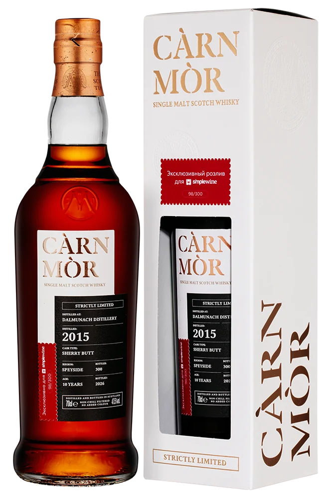 Виски Carn Mor Single Malt Dalmunach 2015 Sherry Butt 10 Years в подарочной упаковке, 0,7 л — Шотландия