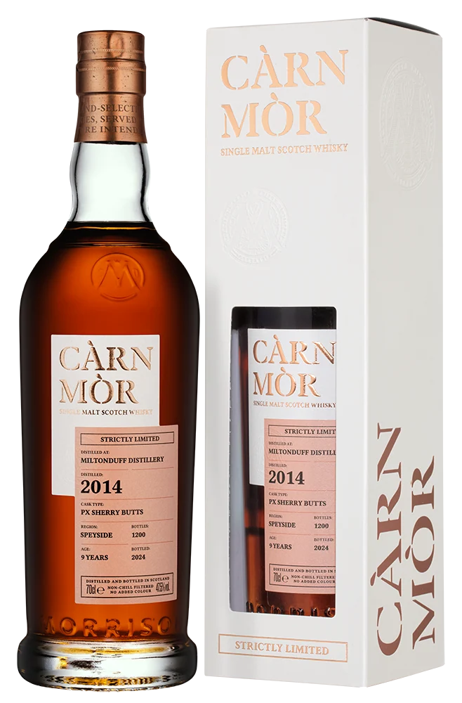 Виски Carn Mor Single Malt Miltonduff 2014 PX Sherry Butt 9 Years в подарочной упаковке, 0,7 л — Шотландия