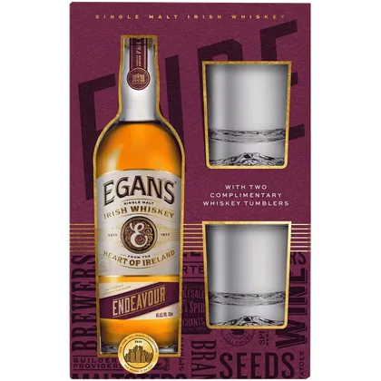 Виски Egan's Endeavour 0,7 л в подарочной упаковке + 2 стакана — Ирландия