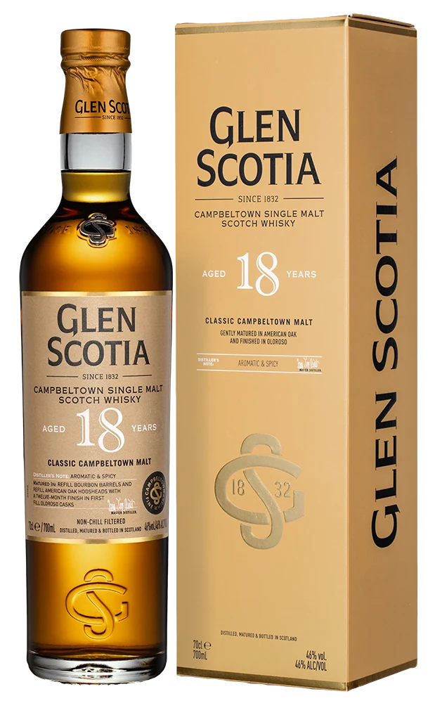 Виски Glen Scotia Single Malt Aged 18 Years в подарочной упаковке, 0,7 л — Шотландия