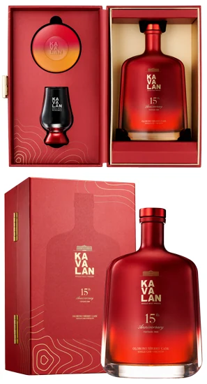 Виски Kavalan 15th Anniversary Vintage 2009 Oloroso Sherry Cask 56,3% 0,75 л (подарочный набор с 1 бокалом) — Тайвань