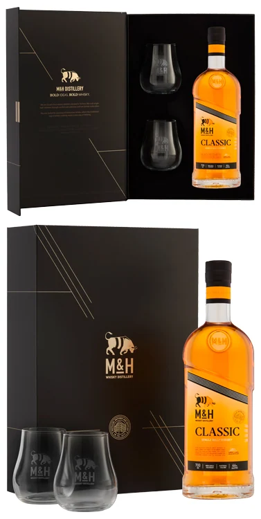 Виски M & H Classic 46% 0,7 л + 2 бокала п/уп — Израиль