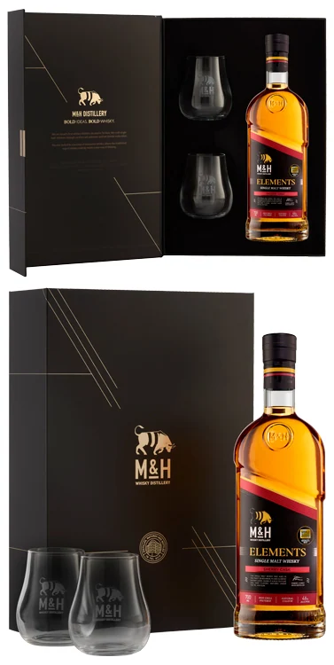 Виски M & H Elements Sherry 46% 0,7 л + 2 бокала п/уп — Израиль