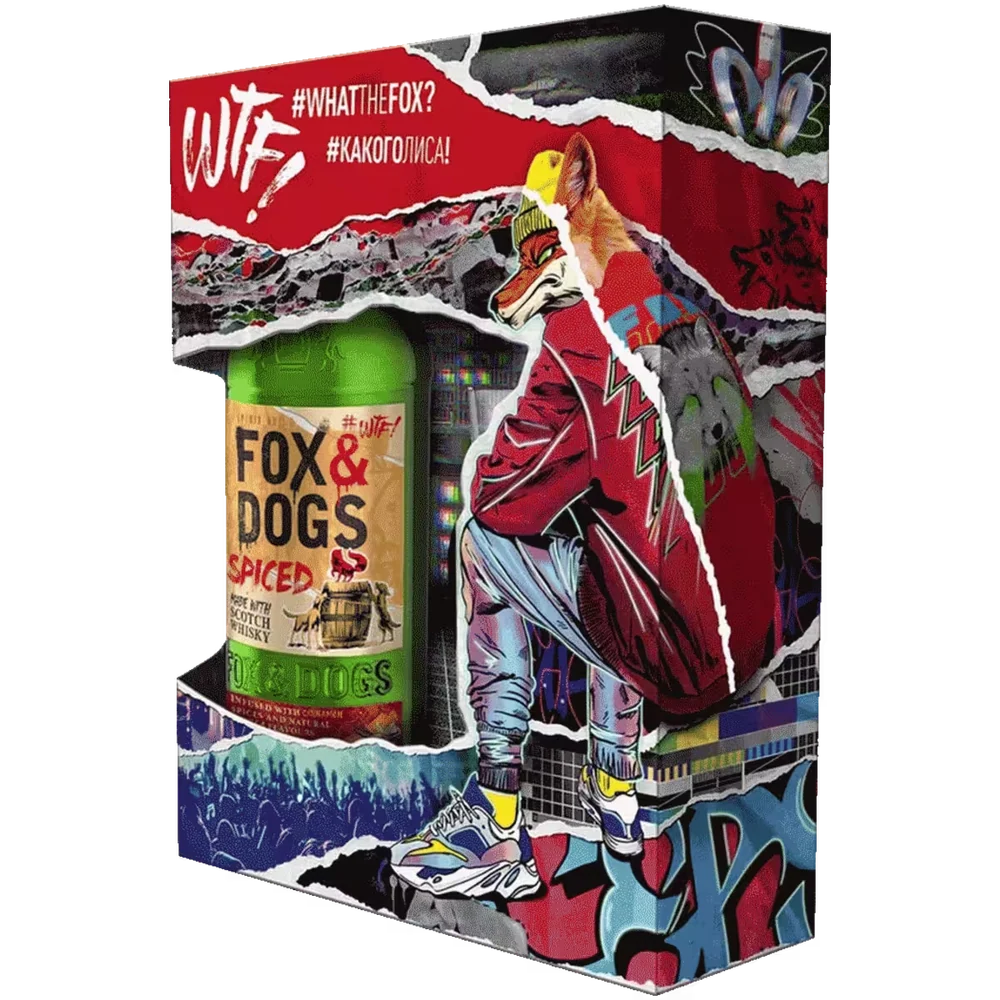 Настойка Fox & Dogs Spiced полусладкая на основе виски 0,7 л в подарочной упаковке + бокал — Россия