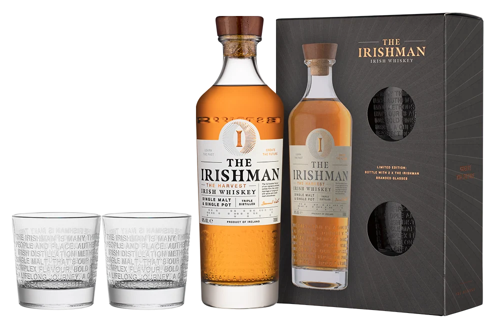 Виски The Irishman The Harvest с 2 бокалами в подарочной упаковке, 0,7 л — Ирландия