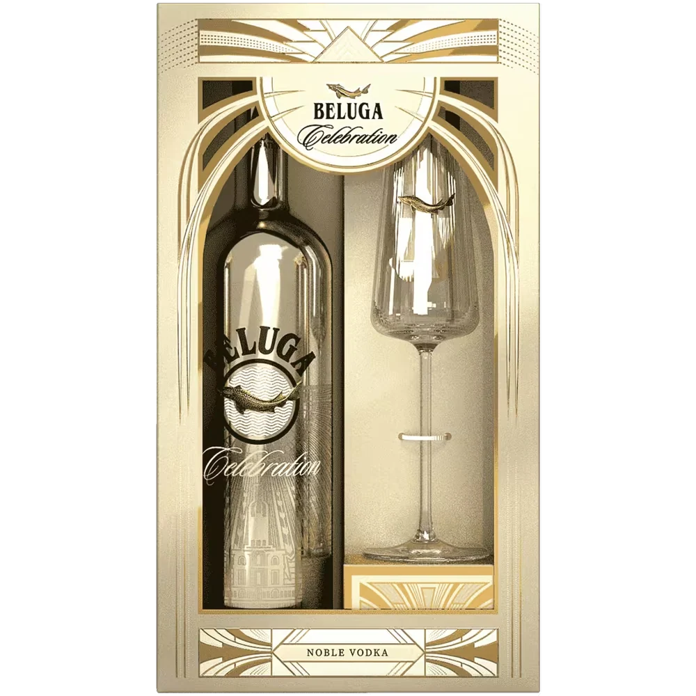 Водка Beluga Noble Celebration 0,7 л в подарочной упаковке + флют — Россия
