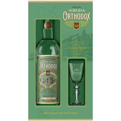 Водка Orthodox 0,7 л в подарочной упаковке + лафитник — Россия