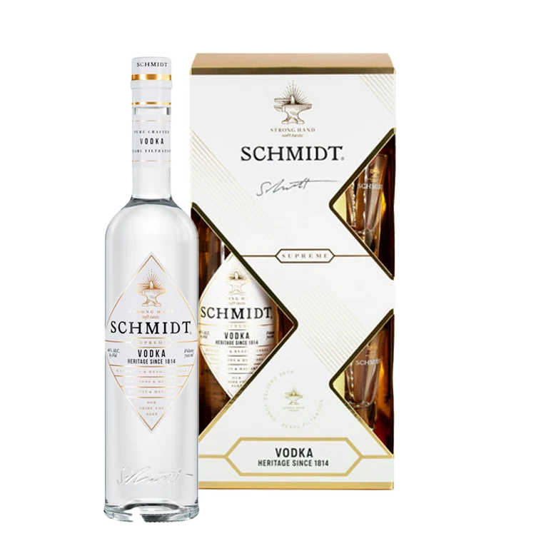 Водка Шмидт Суприм (п/к) + 2 рюмки, 0,7 л — Беларусь