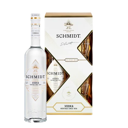 Водка Шмидт Суприм (п/к) + 2 рюмки, 0,7 л — Беларусь